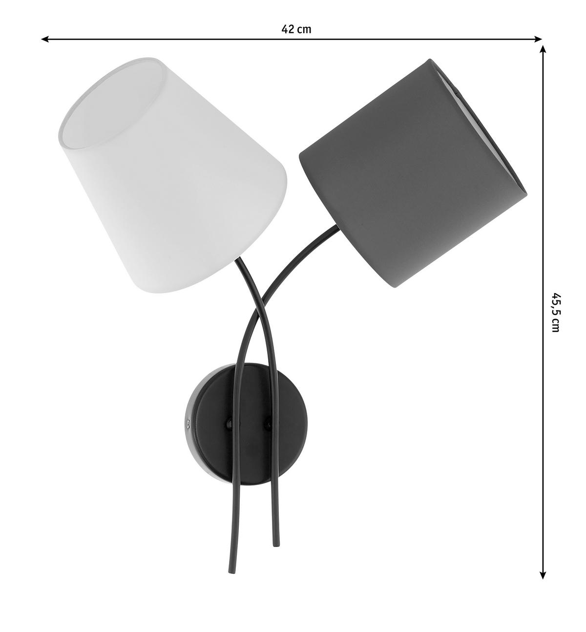 WANDLEUCHTE 42 cm   - Anthrazit/Schwarz, KONVENTIONELL, Textil/Metall (42cm)