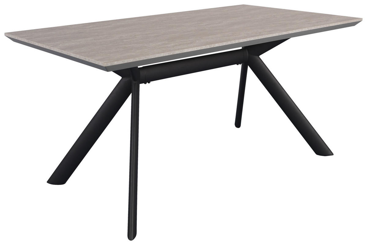 ESSTISCH Metall, Holzwerkstoff 160/90/76 cm   - Hellgrau/Schwarz, Design, Holzwerkstoff/Metall (160/90/76cm) - Novel