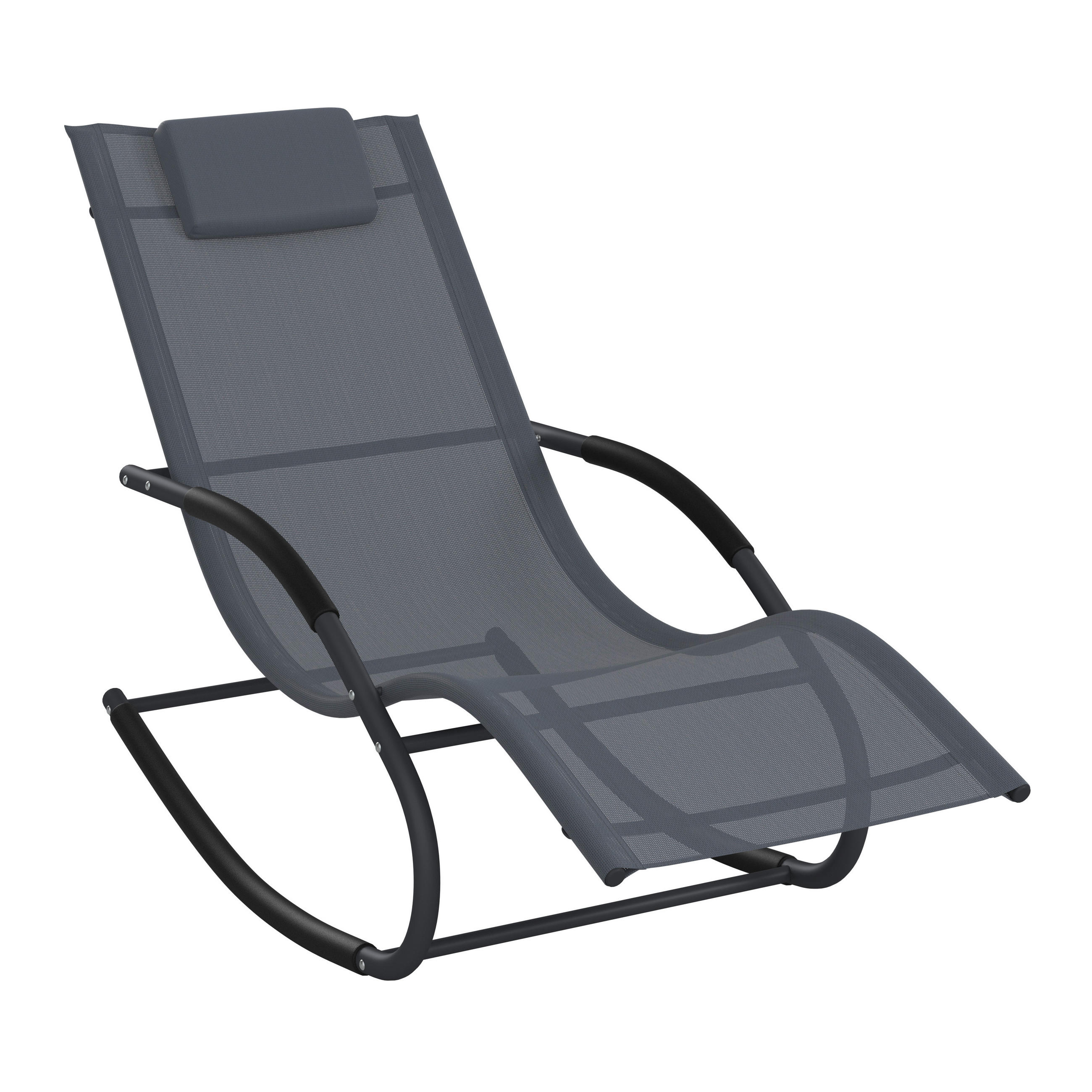 GUGALNI LEŽALNIK železo prašno lakirano antracit, temno siva  - temno siva/antracit, Trend, kovina/tekstil (148/85/63cm) - Ambia Garden