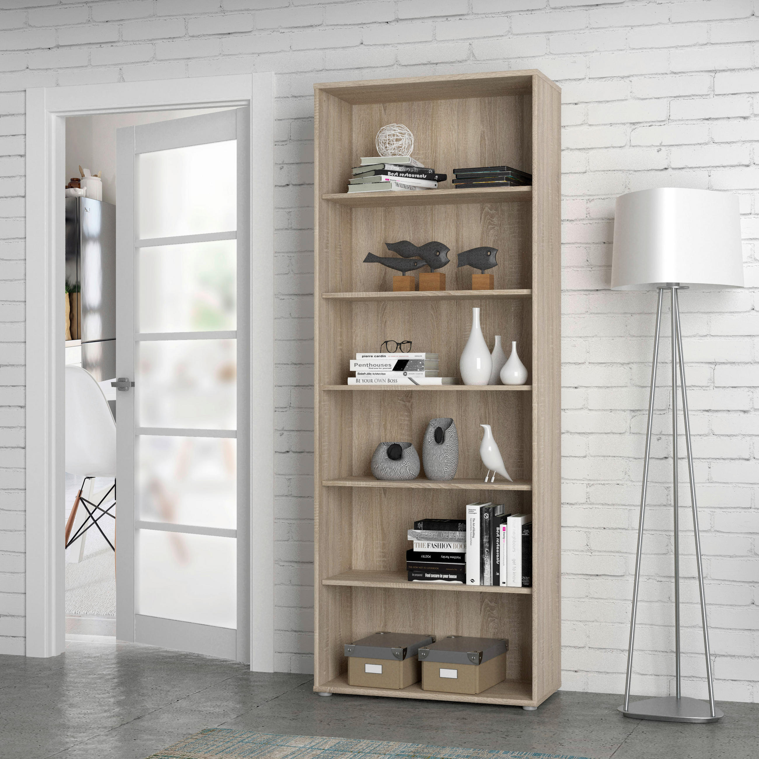 REGAL Sonoma Eiche  - Alufarben/Sonoma Eiche, Design, Holzwerkstoff/Kunststoff (73,7/197,5/34,8cm)