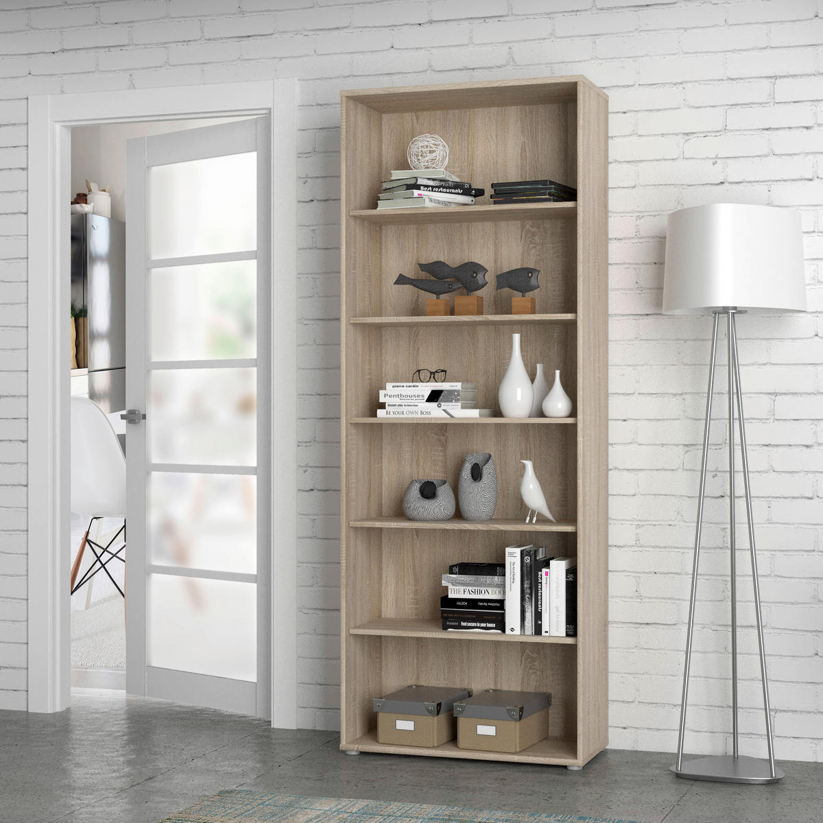 REGAL Sonoma Eiche  - Alufarben/Sonoma Eiche, Design, Holzwerkstoff/Kunststoff (73,7/197,5/34,8cm)