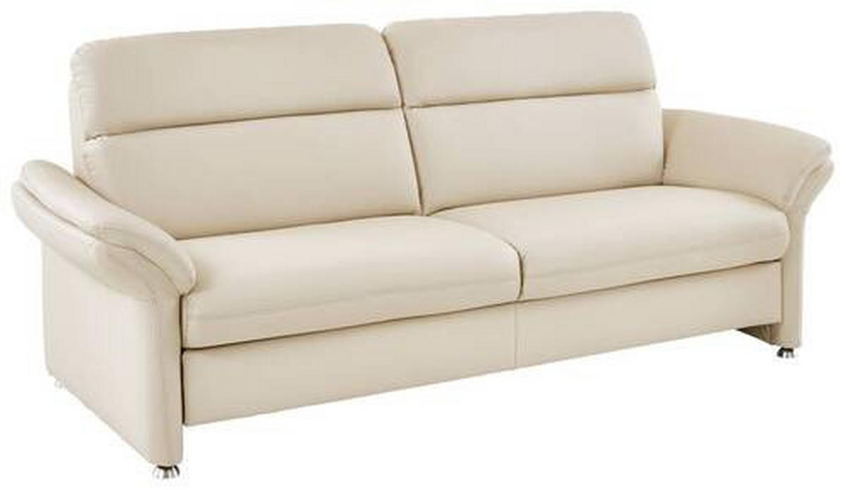 3-SITS SOFFA i äkta läder cremefärgad  - aluminiumfärg/cremefärgad, Klassisk, metall/läder (228/96/92cm) - Beldomo Premium