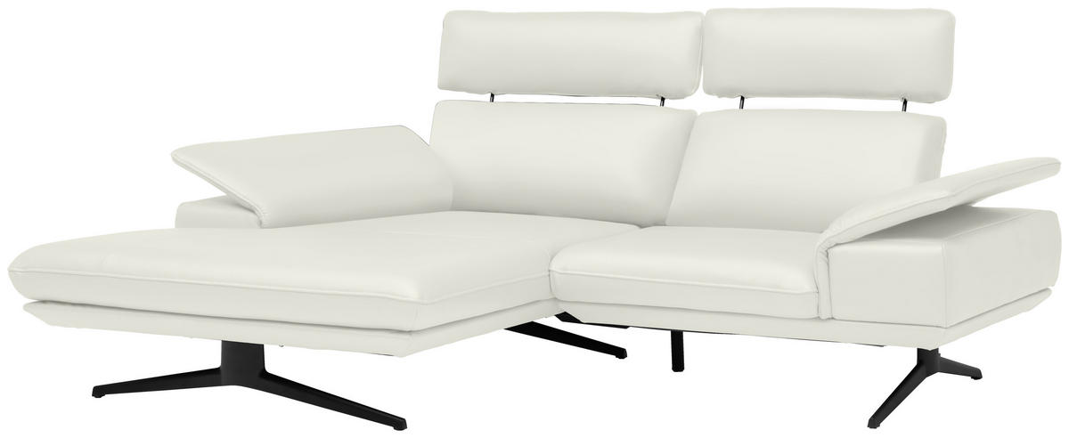 ECKSOFA in Echtleder Weiß  150/242 cm  - Beige/Schwarz, Design, Leder/Metall (150/242cm) - Koinor