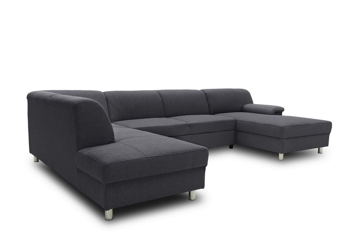 WOHNLANDSCHAFT Schlammfarben Webstoff  - Chromfarben/Schlammfarben, KONVENTIONELL, Textil/Metall (195/308/150cm) - MID.YOU