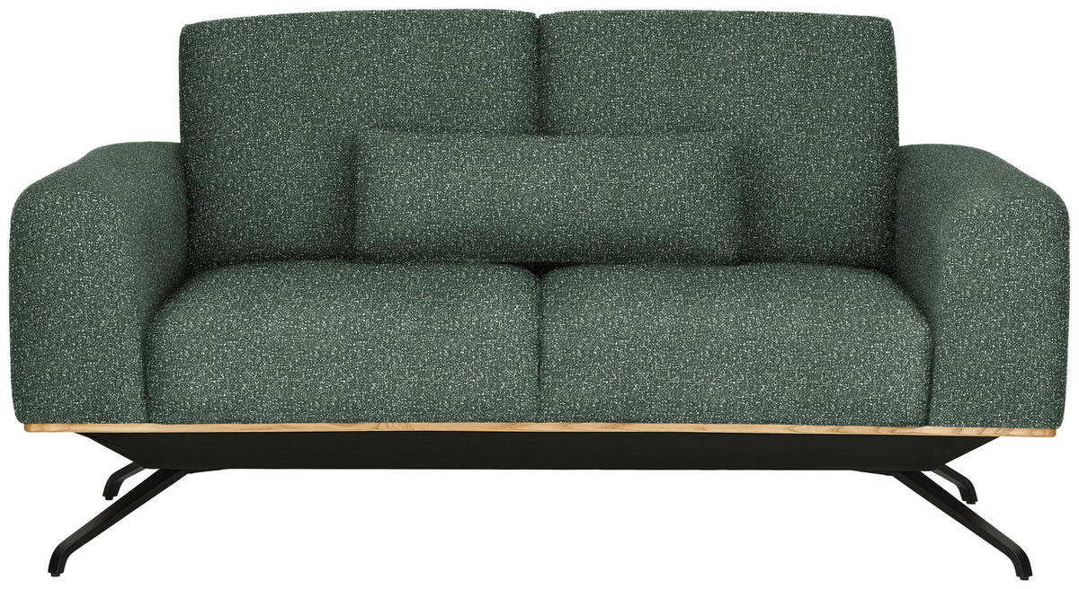 2-SITZER-SOFA in Struktur Grün  - Schwarz/Grau, Design, Holz/Textil (166/85-104/95cm) - Novel
