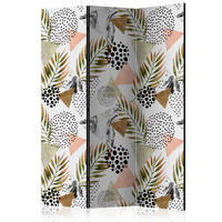 SKÄRMVÄGG  i trä, textil  vit, beige  - vit/beige, Basics, trä/textil (135/172/3cm) - artgeist