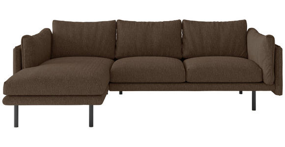 ECKSOFA Salama Hellbraun Flachgewebe Rückenkissen, Armlehnenkissen  - Hellbraun/Beige, Design, Textil/Metall (160/268/100cm) - Novel