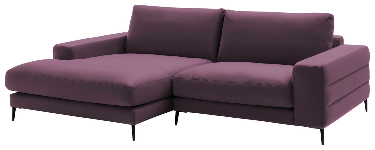 ECKSOFA  in Velours Violett  177/253 cm  - Violett/Schwarz, Design, Textil/Metall (177/253cm) - Dieter Knoll