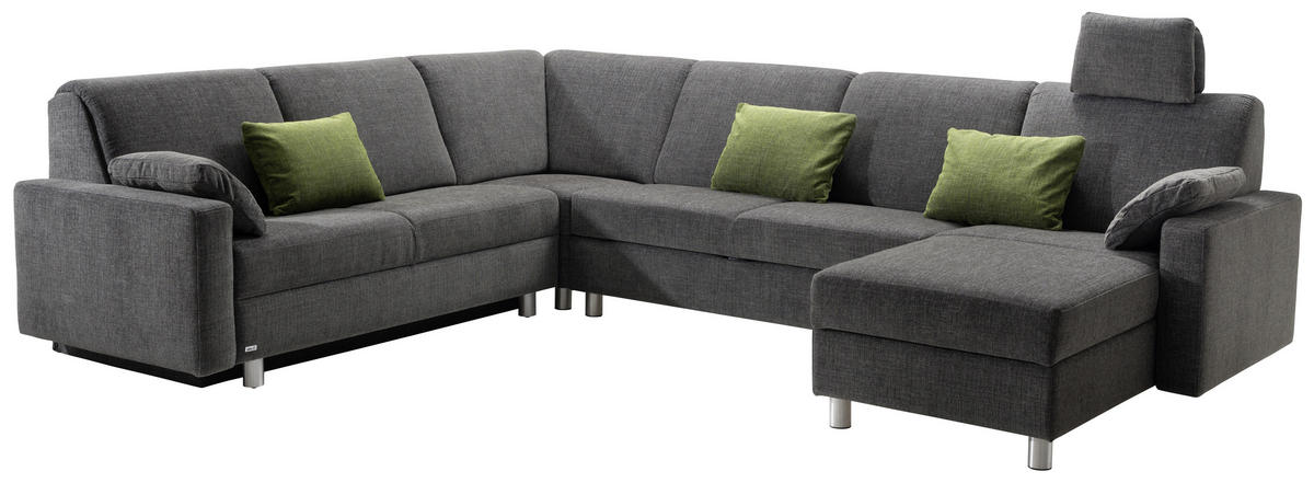 WOHNLANDSCHAFT in Chenille Anthrazit  - Anthrazit/Alufarben, KONVENTIONELL, Textil (237/323/158cm) - Sedda