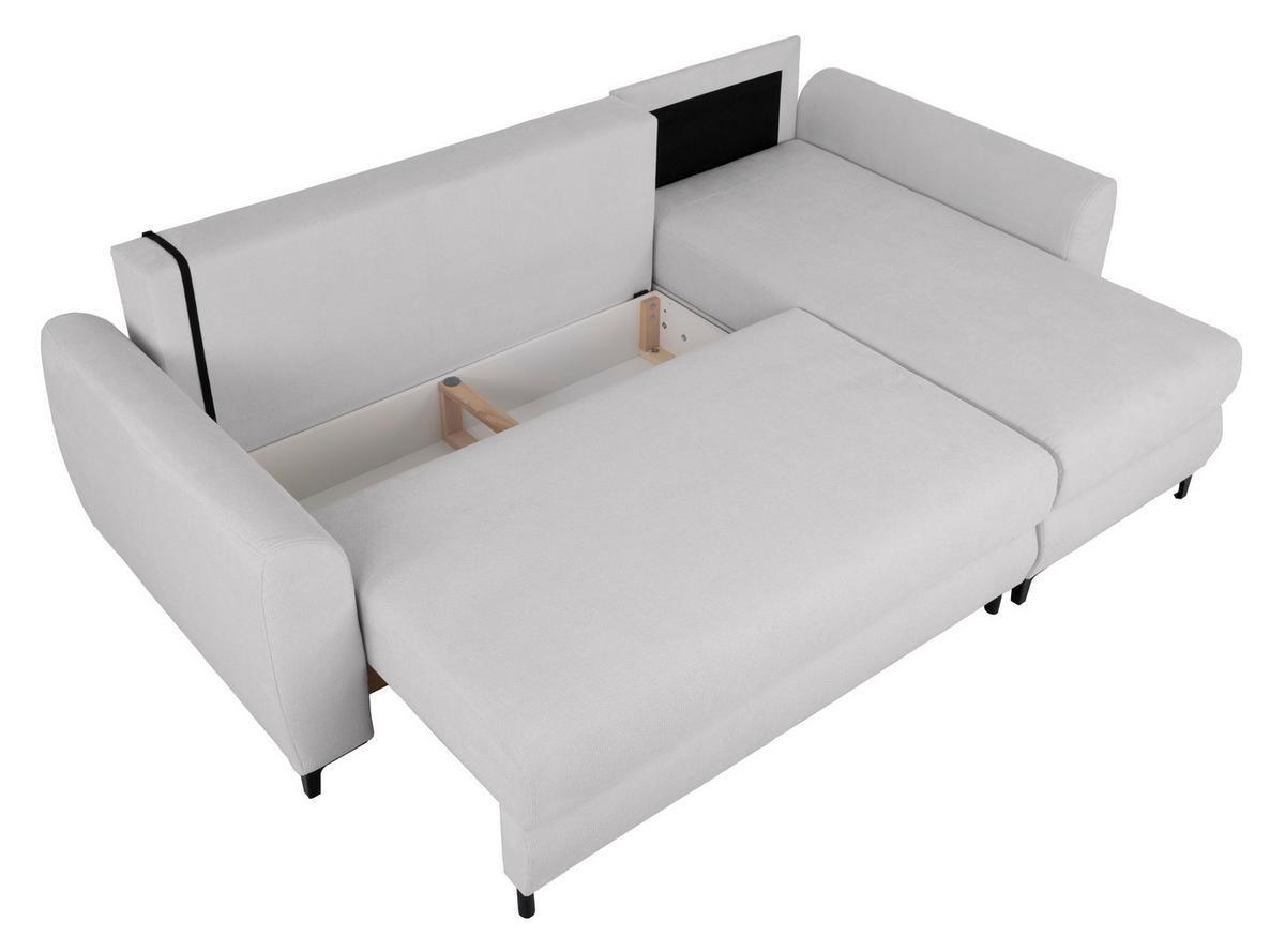 ECKSOFA Moli Grau Mikrofaser  - Schwarz/Grau, Design, Textil/Metall (236/148cm) - MID.YOU