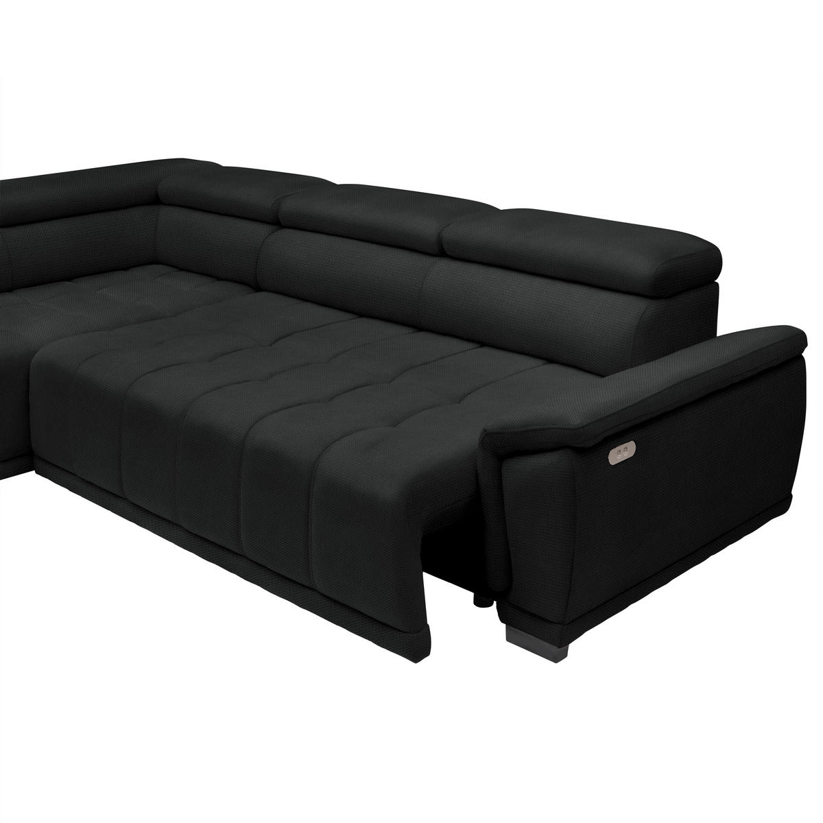 HÖRNSOFFA i chenille, vävt tyg antracit  - svart/antracit, Modern, textil/plast (106/283cm) - MID.YOU