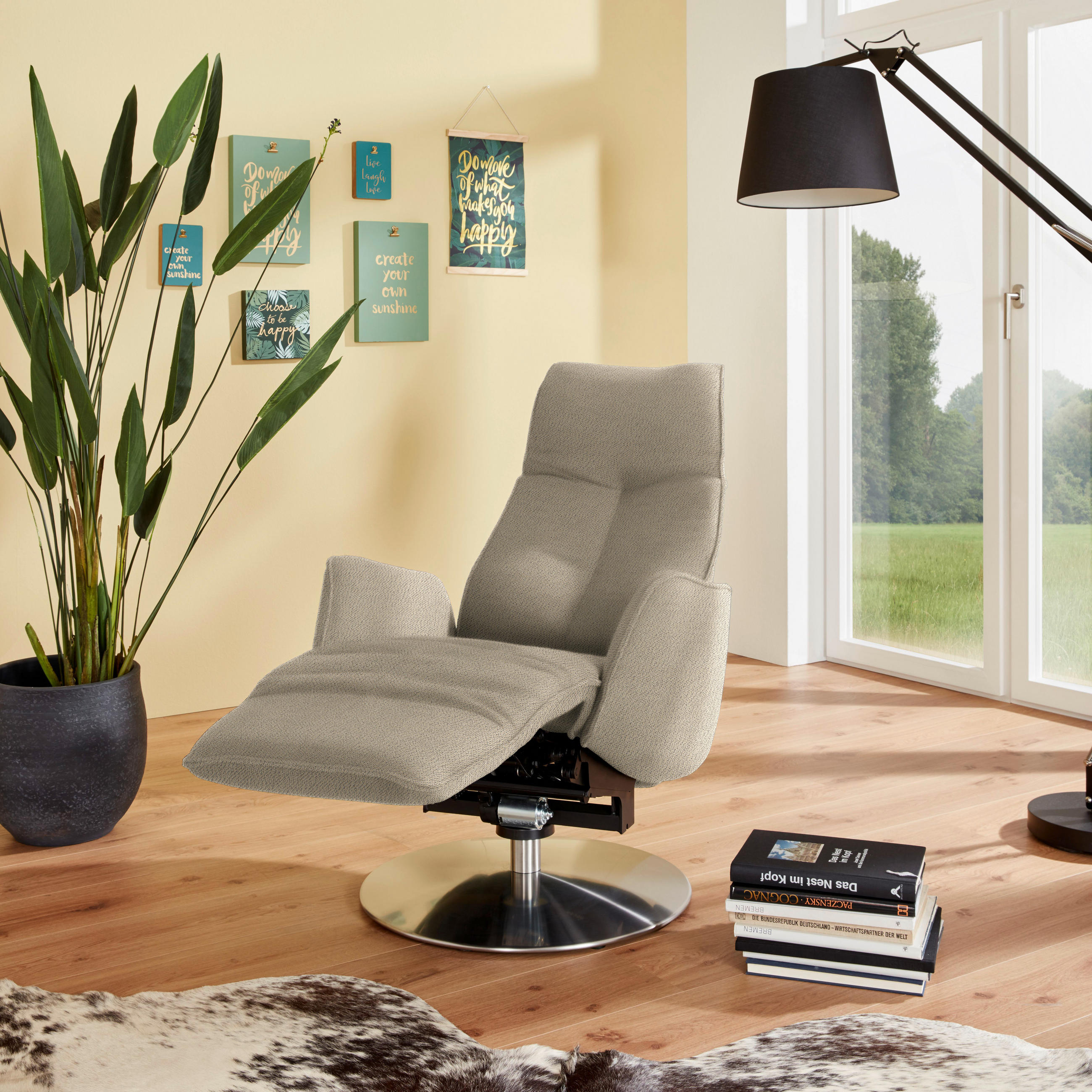 RELAXSESSEL in Textil Beige  - Anthrazit/Beige, Design, Textil/Metall (71/114/84cm) - Johann Jakob