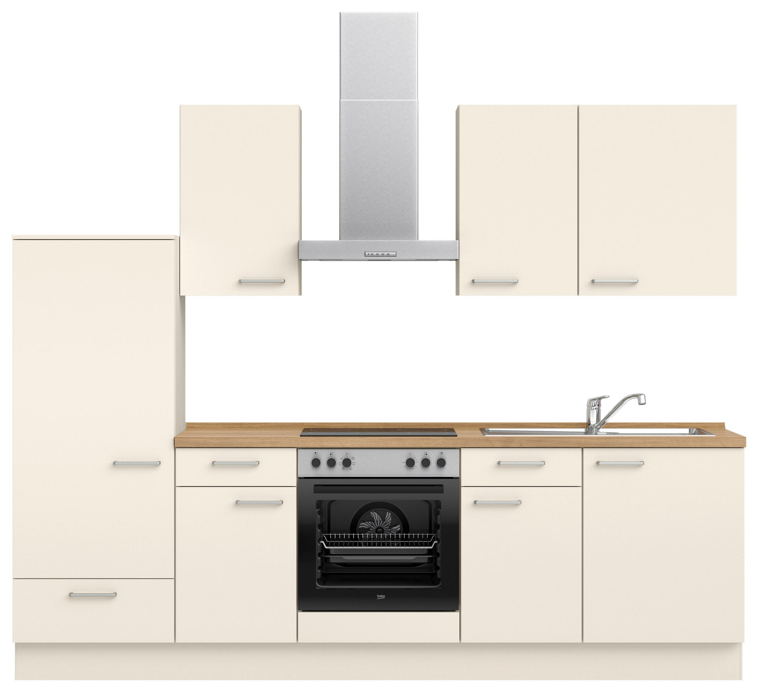 KÜCHENLEERBLOCK 270 cm   in Eichefarben, Magnolie  - Edelstahlfarben/Eichefarben, MODERN, Holzwerkstoff/Metall (270cm) - Nobilia