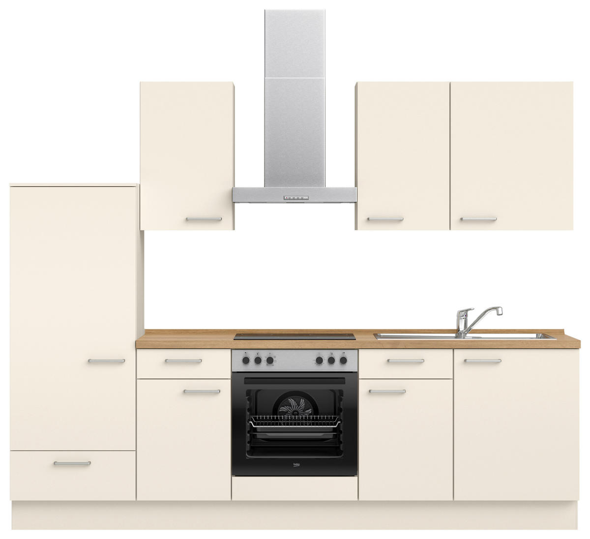 KÜCHENLEERBLOCK 270 cm   in Eichefarben, Magnolie  - Edelstahlfarben/Eichefarben, MODERN, Holzwerkstoff/Metall (270cm) - Nobilia