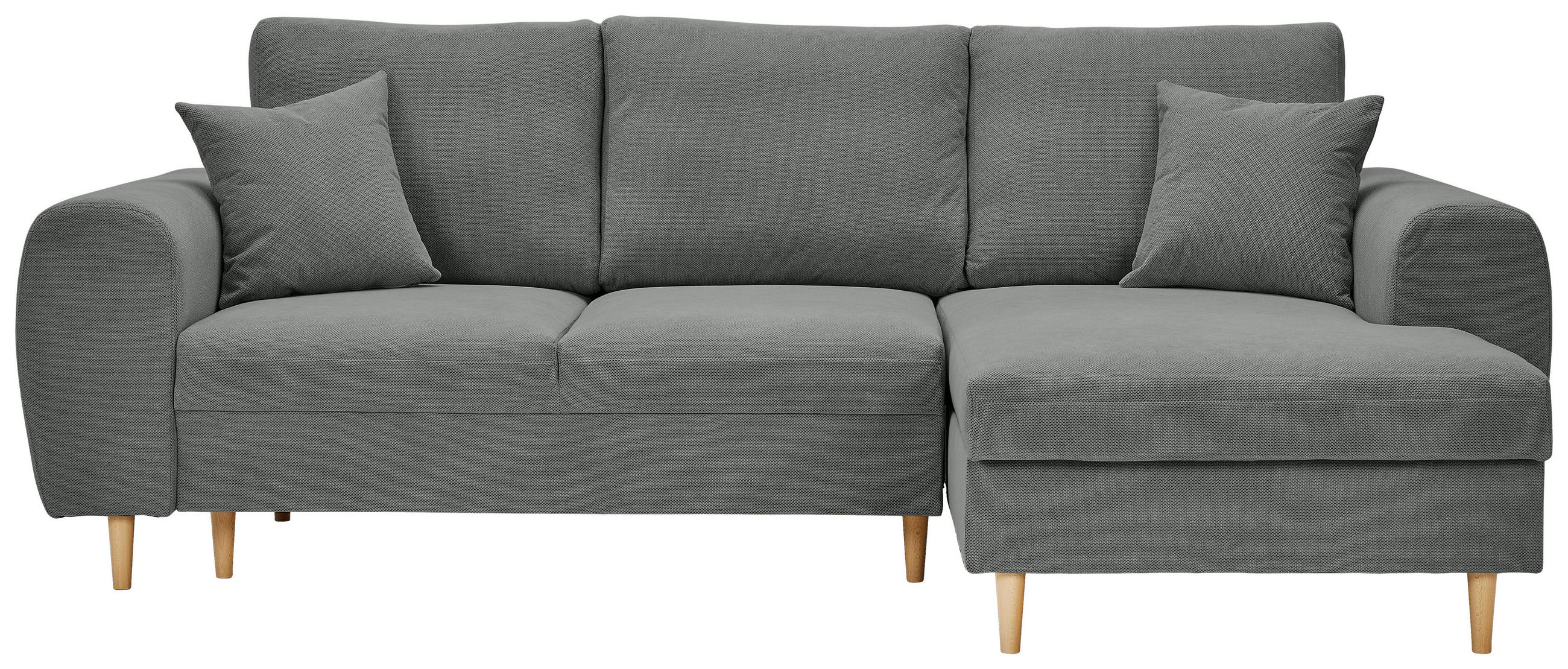 ECKSOFA Dunkelgrau Webstoff  - Dunkelgrau/Naturfarben, KONVENTIONELL, Holz/Textil (250/145cm) - Carryhome