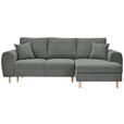 ECKSOFA Dunkelgrau Webstoff  - Dunkelgrau/Naturfarben, KONVENTIONELL, Holz/Textil (250/145cm) - Carryhome