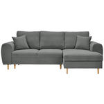 ECKSOFA in Webstoff Dunkelgrau  - Dunkelgrau/Naturfarben, KONVENTIONELL, Holz/Textil (250/145cm) - Carryhome