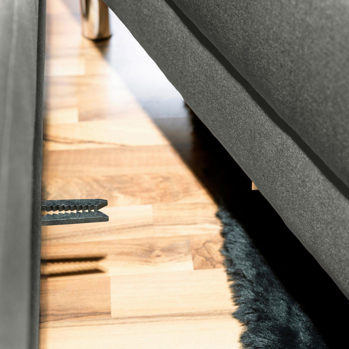 ECKSCHLAFSOFA inkl. Hocker in Hellgrau Textil   - Chromfarben/Hellgrau, Konventionell, Textil/Metall (152/230cm) - Max Winzer