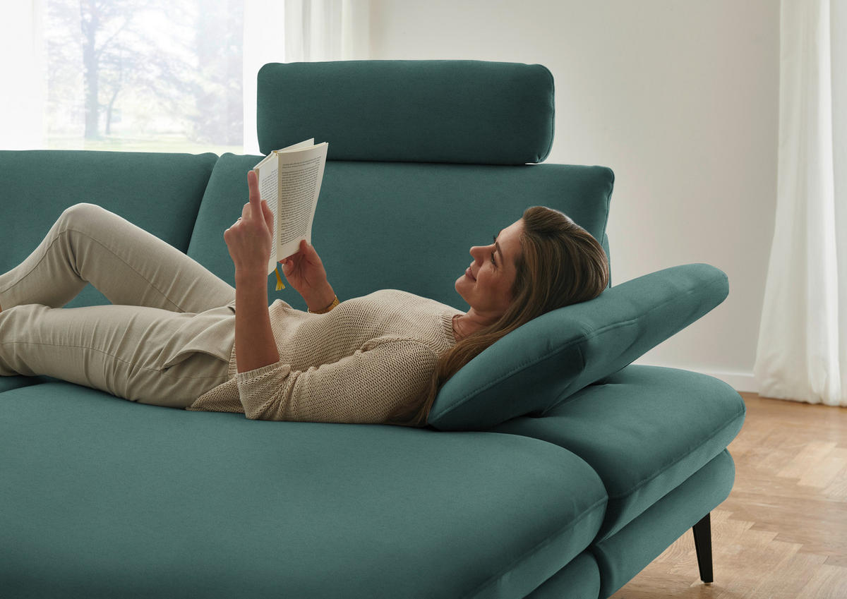 WOHNLANDSCHAFT  in Chenille, Flachgewebe Opal  - Opal/Schwarz, Design, Textil/Metall (208/344/180cm) - Dieter Knoll