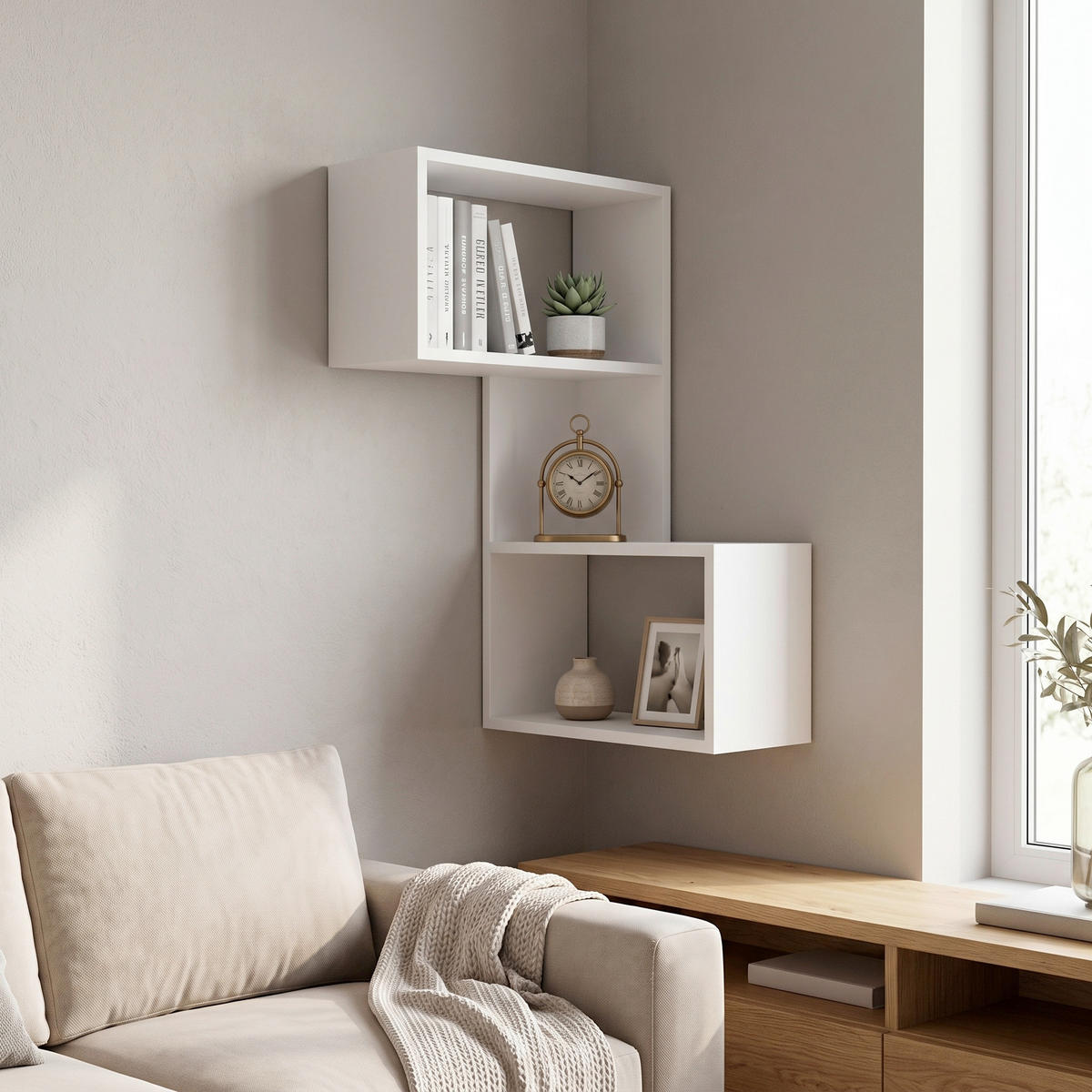 WANDBOARD67/82/47 cm Weiss  - Weiss, Design, Holzwerkstoff (67/82/47cm) - Livetastic