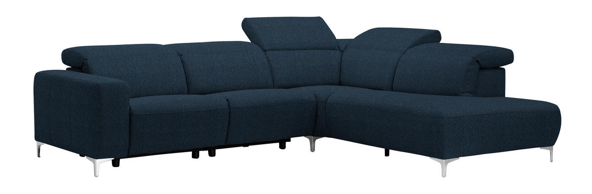 ECKSOFA Dunkelblau Flachgewebe  - Dunkelblau, Design, Textil/Metall (290/238cm) - Pure Home Lifestyle