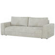 SCHLAFSOFA Struktur Creme  inkl. Zierkissen, Rückenkissen, Bettkasten, Schlaffunktion, Rücken echt  - Creme/Schwarz, KONVENTIONELL, Kunststoff/Textil (253/87/102cm) - Xora