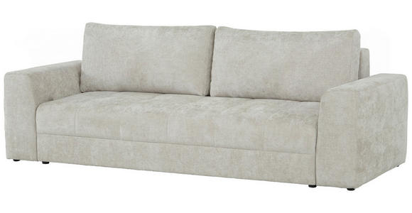 SCHLAFSOFA Struktur Creme  inkl. Zierkissen, Rückenkissen, Bettkasten, Schlaffunktion, Rücken echt  - Creme/Schwarz, KONVENTIONELL, Kunststoff/Textil (253/87/102cm) - Xora