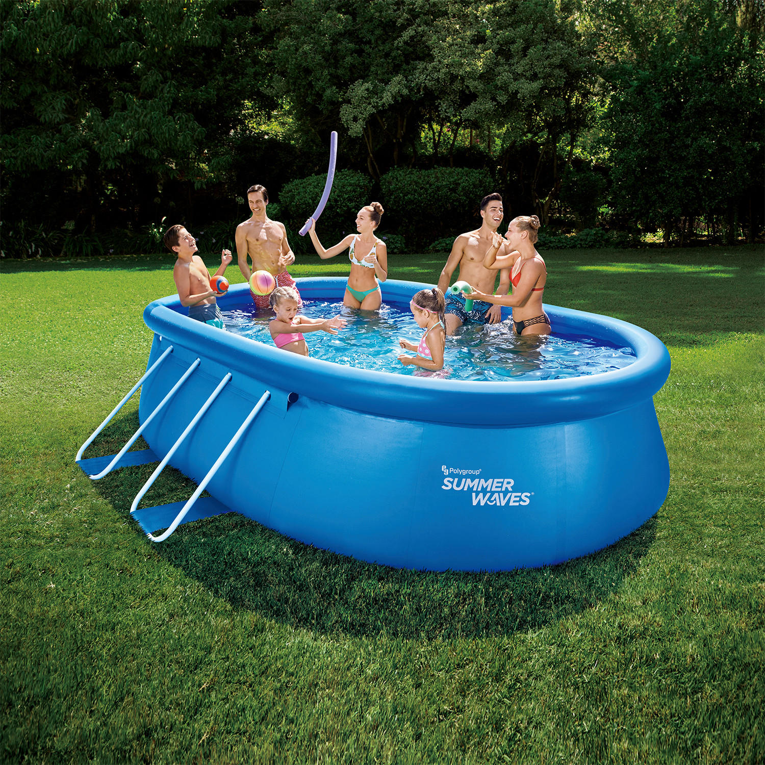 POOL-SET PGP1151042F 457/305/107 cm  - Blau, KONVENTIONELL, Kunststoff (457/305/107cm) - Ambia Garden