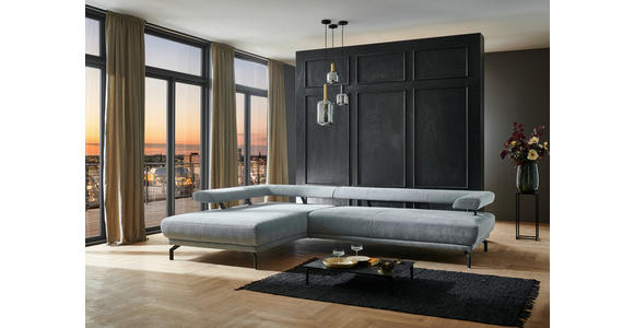 ECKSOFA in Chenille Hellblau 224/305 cm - Schwarz/Hellblau, Design, Textil/Metall (224/305cm) - Dieter Knoll