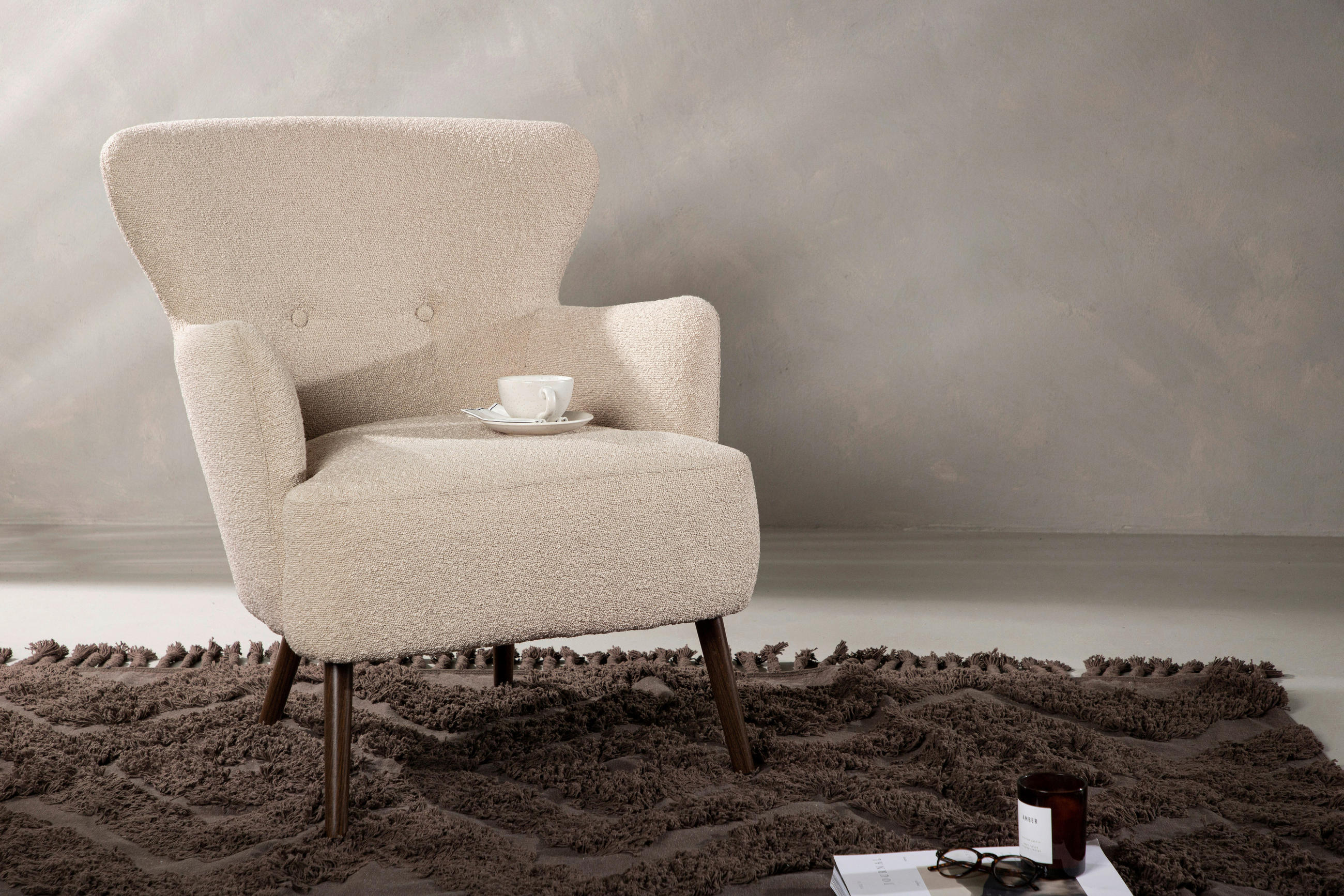 OHRENSESSEL Braun, Beige  - Beige/Braun, Design, Textil/Metall (76/85/77cm) - Livetastic