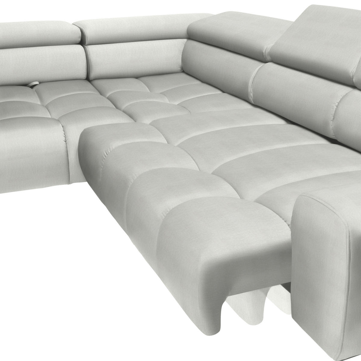 ECKSOFA in Samt, Webstoff Creme  - Creme/Schwarz, Design, Textil/Metall (216/300cm) - Welnova