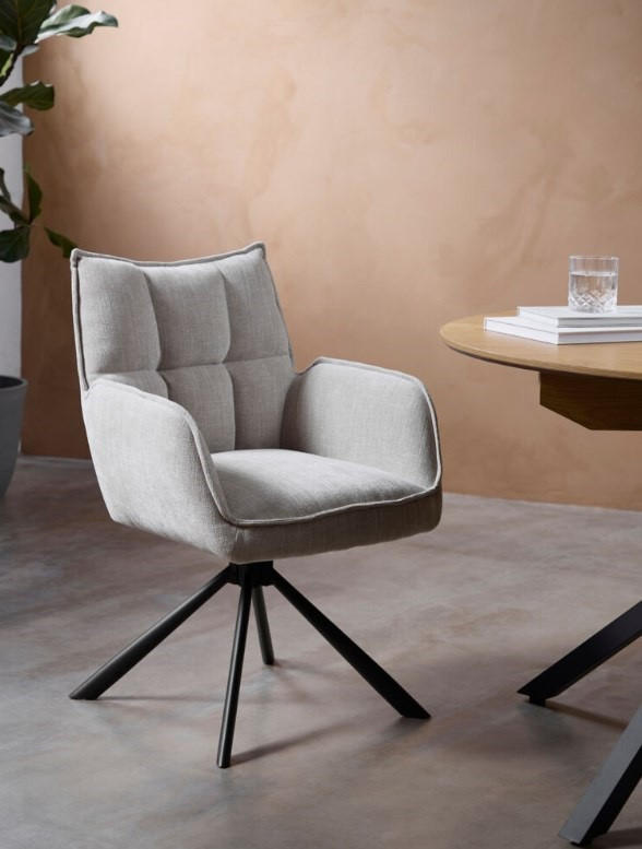SNURRSTOL  i chenille svart, beige  - beige/svart, Design, metall/textil (59/87/65cm) - Niels Andersson