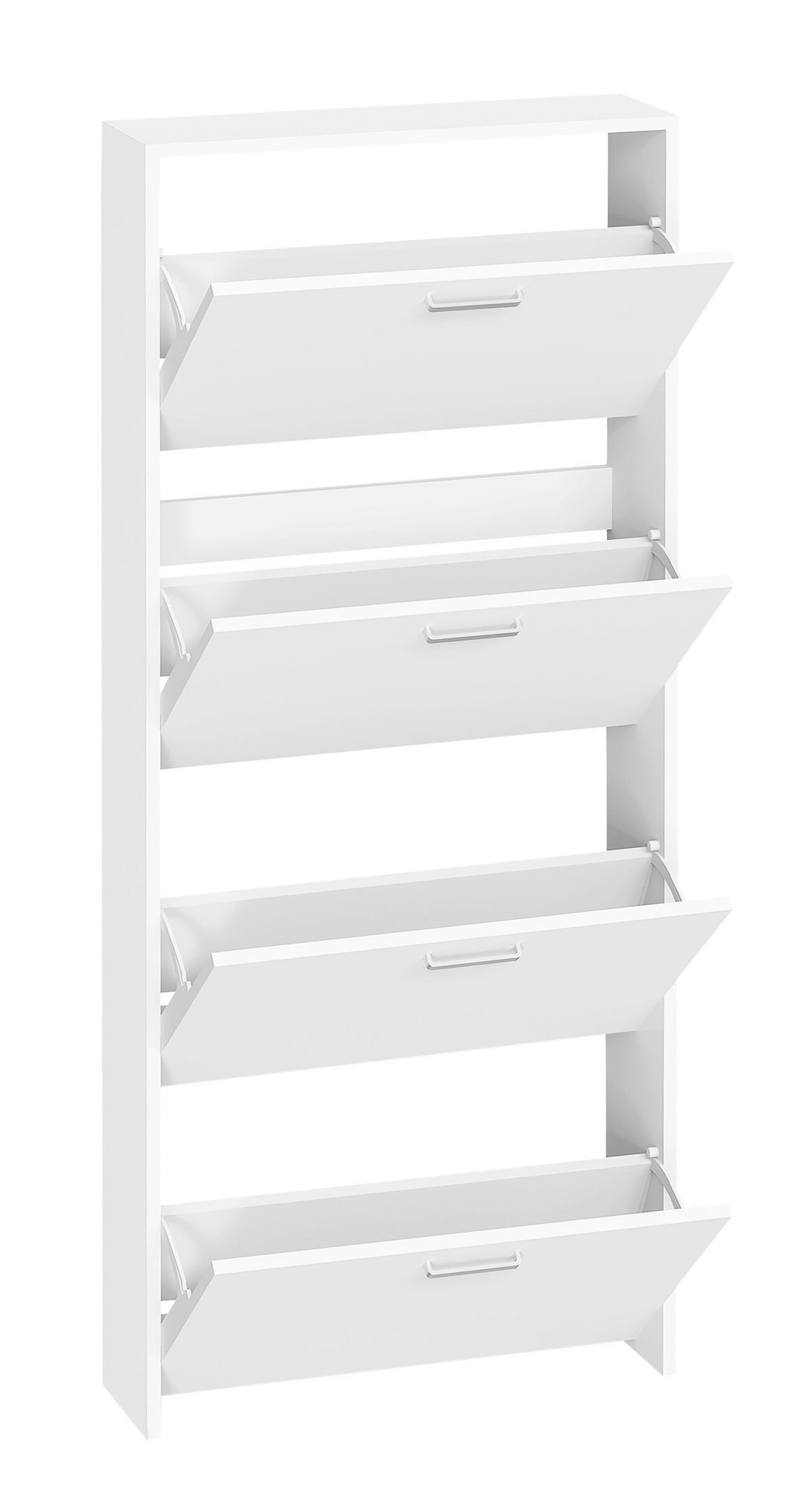 SCHUHSCHRANK Weiß  - Silberfarben/Weiß, Design, Holzwerkstoff/Kunststoff (59/144/17cm) - MID.YOU