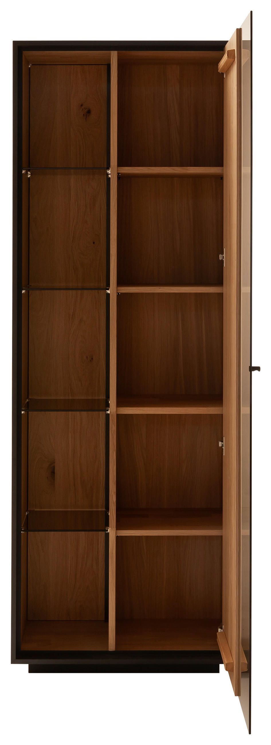 VITRINE  in massiv Kerneiche Eichefarben - Eichefarben/Anthrazit, Design, Glas/Holz (67/197/42cm) - Schöner Wohnen