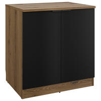 SPÜLENUNTERSCHRANK 80/86/60 cm  in Schwarz, Eichefarben  - Eichefarben/Schwarz, Basics, Holzwerkstoff/Metall (80/86/60cm) - MID.YOU