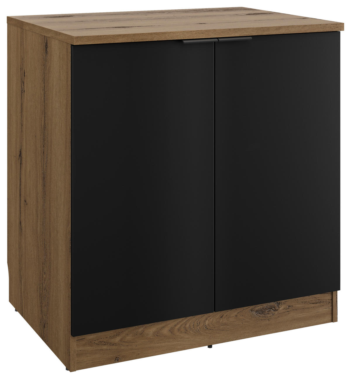 SPÜLENUNTERSCHRANK 80/86/60 cm  in Schwarz, Eichefarben  - Eichefarben/Schwarz, Basics, Holzwerkstoff/Metall (80/86/60cm) - MID.YOU