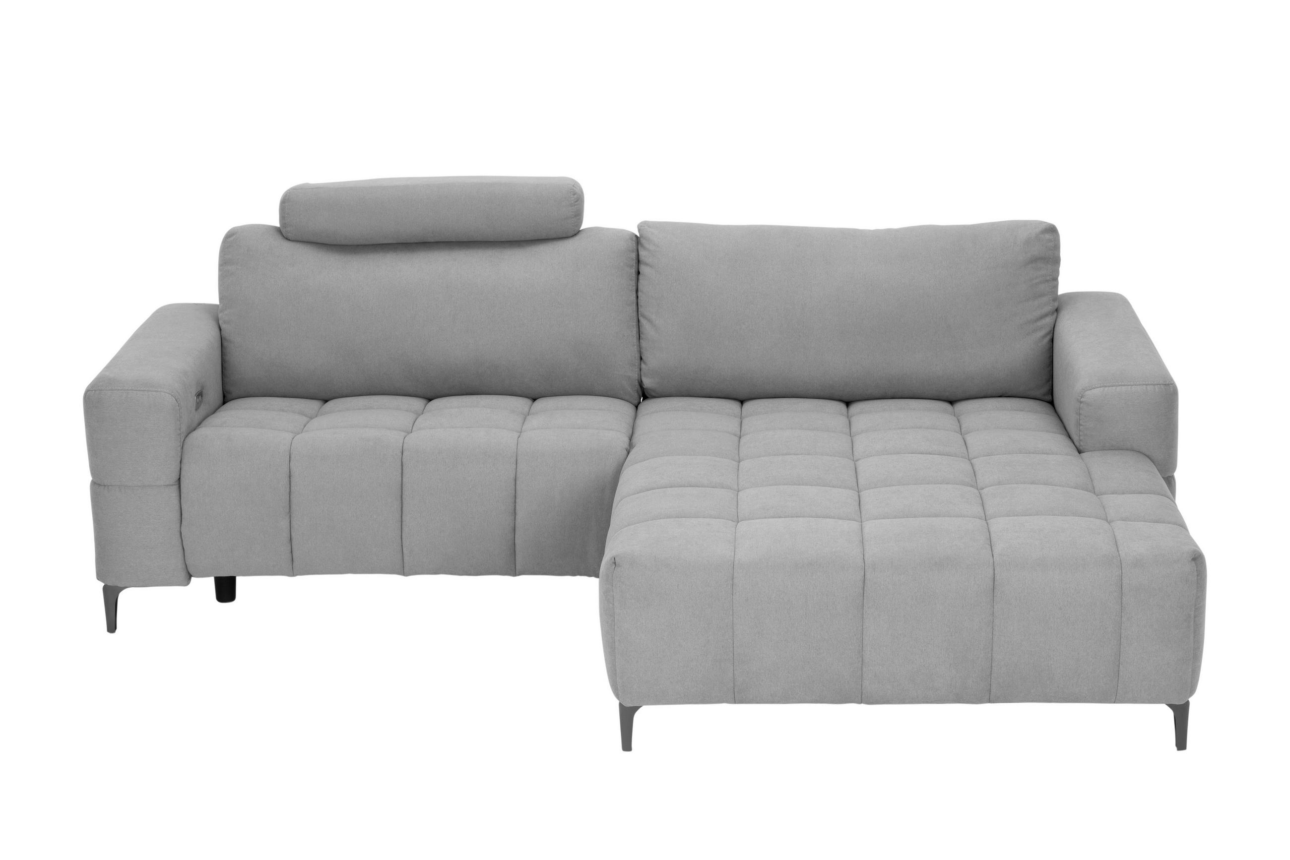 ECKSOFA Hellgrau Mikrofaser  - Silberfarben/Hellgrau, Design, Textil/Metall (242/161cm) - Livetastic