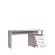 SCHREIBTISCH 138/59,9/70,2 cm Eichefarben, Weiß Hochglanz  - Weiß Hochglanz/Eichefarben, Basics, Holzwerkstoff/Metall (138/59,9/70,2cm) - Carryhome
