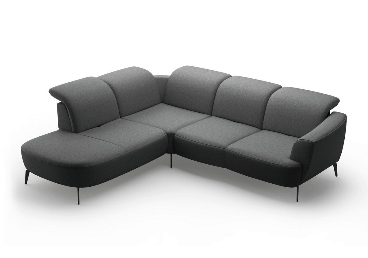 ECKSOFA in Flachgewebe Dunkelgrau  267/300 cm  - Dunkelgrau/Schwarz, KONVENTIONELL, Textil/Metall (267/300cm) - Sit & More
