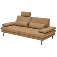 3-SITZER-SOFA in Leder Honig  - Schwarz/Honig, Design, Leder/Metall (222/86/104cm) - Dieter Knoll