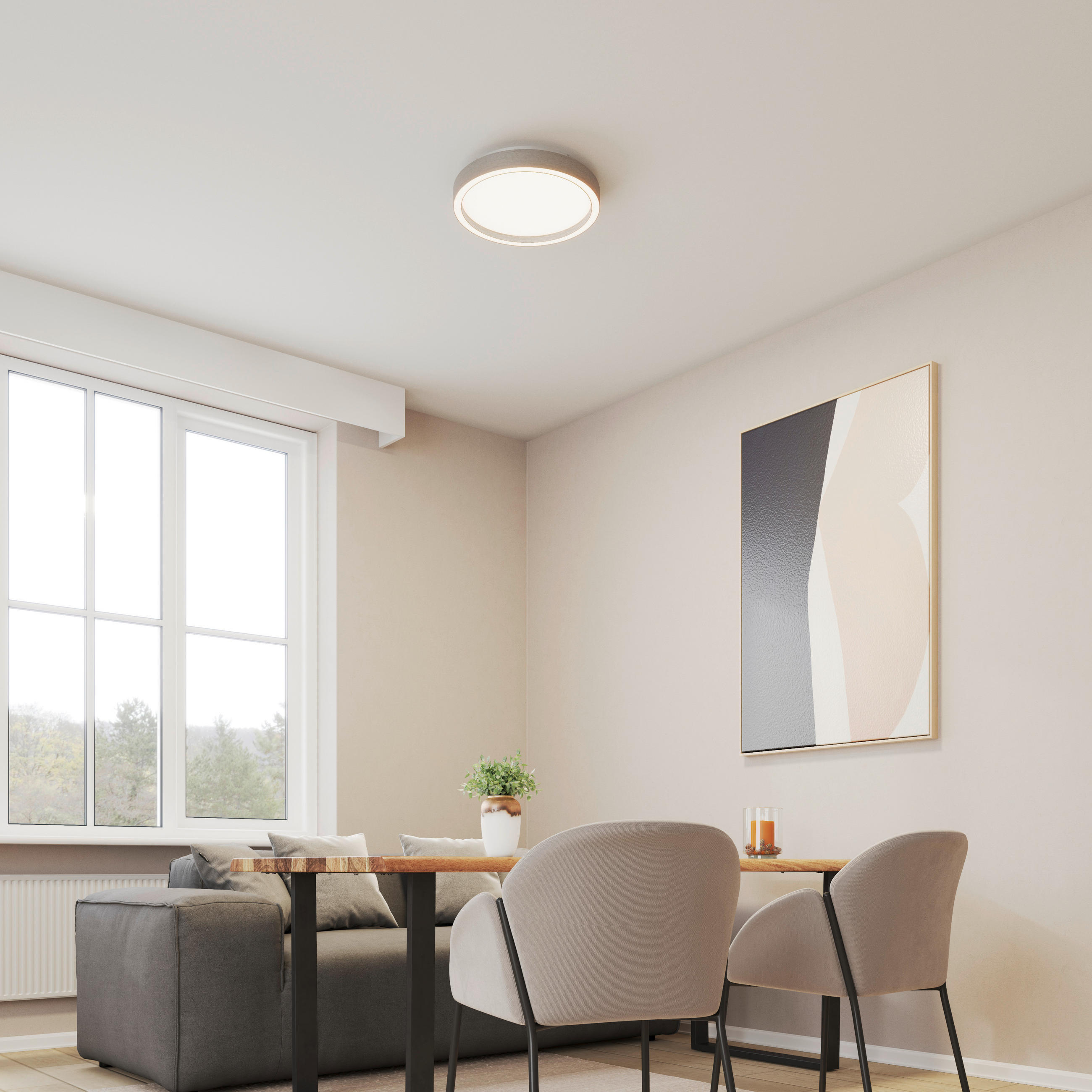 Plafonieră Cu Led 22 W  30,5/5,5 cm    - culoare aluminiu, Basics, metal (30,5/5,5cm) - Novel