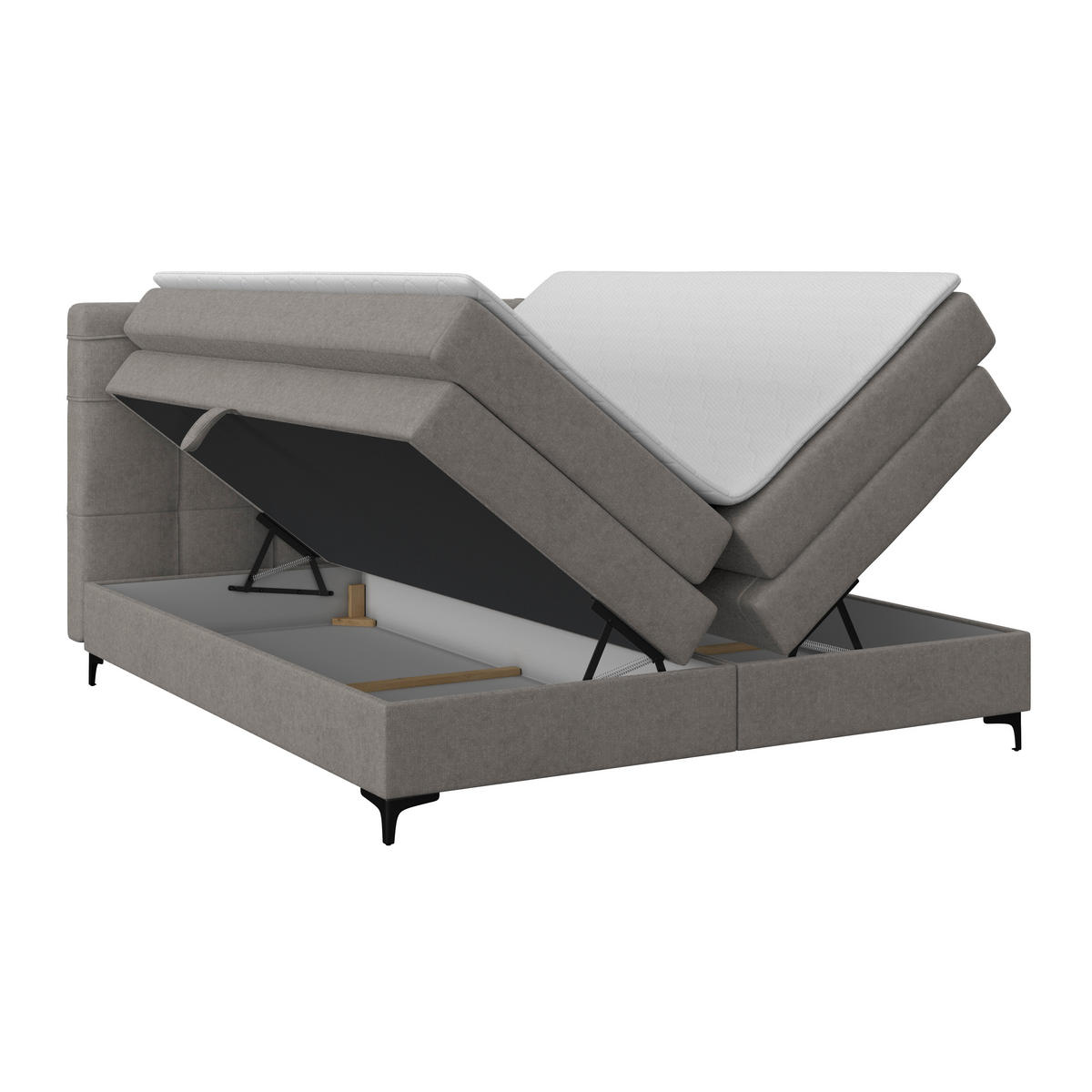 BOXSPRINGBETT 160/200 cm,  in Taupe, H3 = fest  - Taupe/Schwarz, KONVENTIONELL, Kunststoff/Textil (160/200cm)