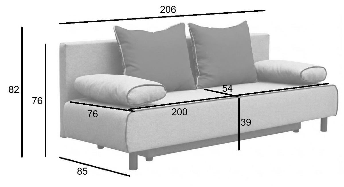 SCHLAFSOFA KALI Chenille Braun, Beige  inkl. Rückenkissen, Armlehnenkissen, Bettkasten  - Beige/Schwarz, Design, Kunststoff/Textil (206/82/85cm) - P & B