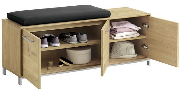 GARDEROBENBANK 127/47/40 cm - Edelstahlfarben/Eichefarben, Natur, Holz/Metall (127/47/40cm) - Novel