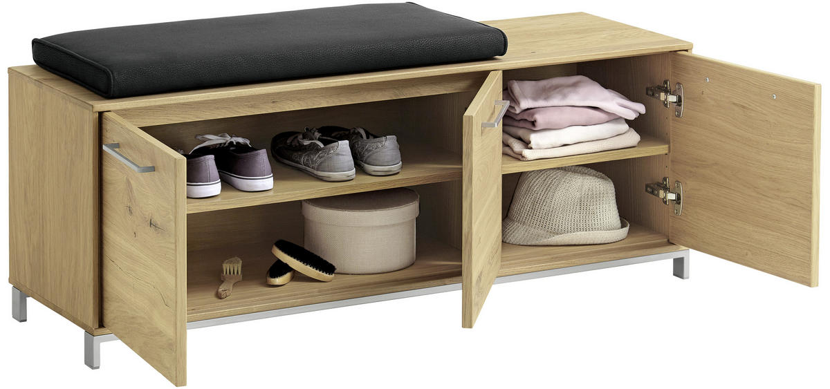 GARDEROBE 4-teilig  in 127/195/40 cm  - Eichefarben/Anthrazit, Design, Glas/Holz (127/195/40cm)