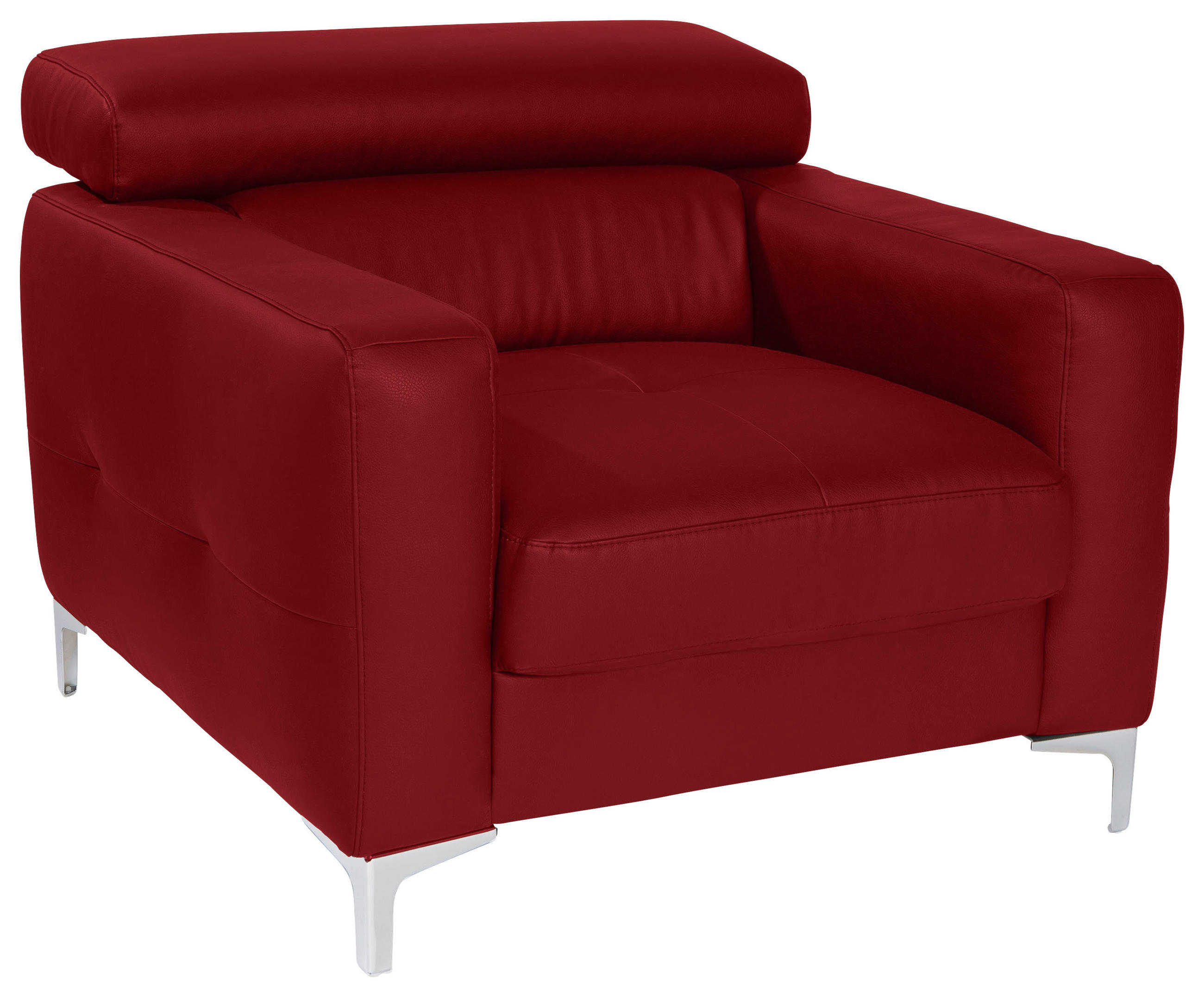 SESSEL Echtleder Rot  - Chromfarben/Rot, Design, Leder/Metall (99/78-92/106cm) - Livetastic