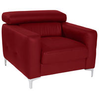 SESSEL Echtleder Rot    - Chromfarben/Rot, Design, Leder/Metall (99/78-92/106cm) - Livetastic