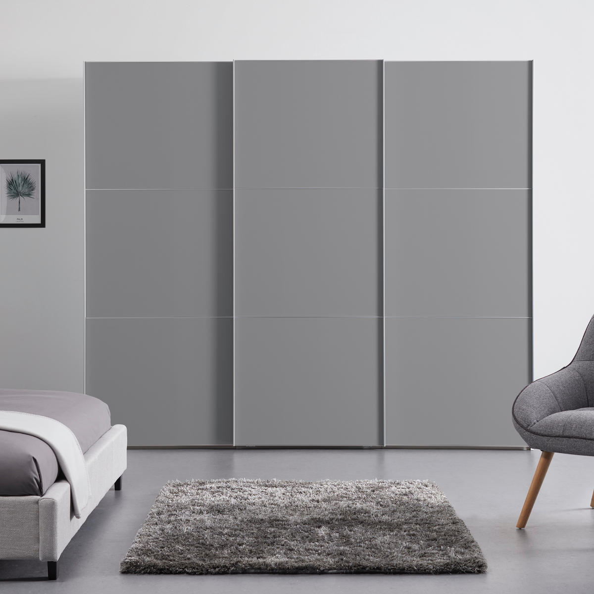 SCHWEBETÜRENSCHRANK in Grau  - Alufarben/Grau, Holzwerkstoff/Metall (249/222/68cm) - Moderano
