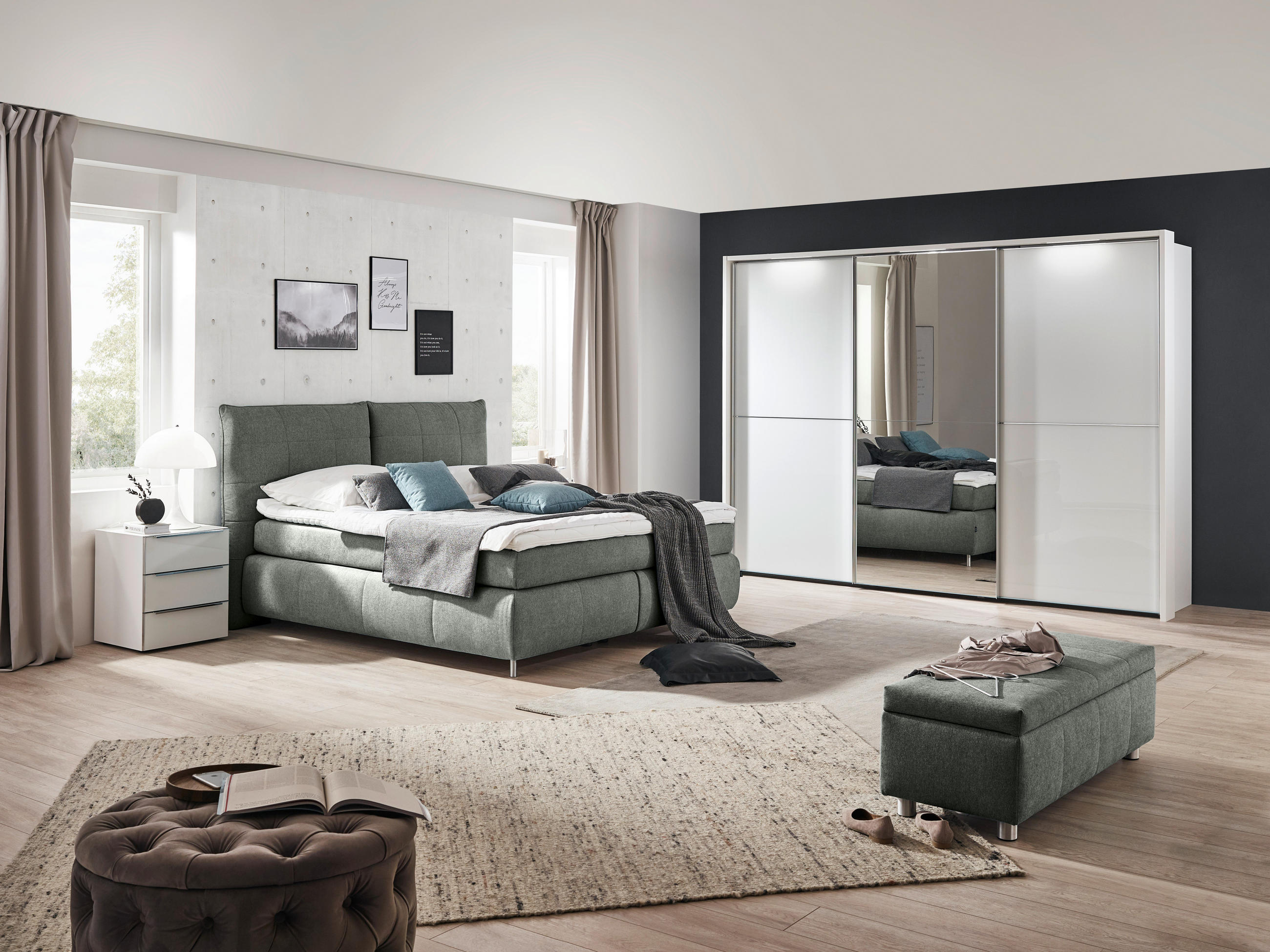 BOXSPRINGBETT  in Grau  - Edelstahlfarben/Grau, KONVENTIONELL, Textil (180/200cm) - Dieter Knoll