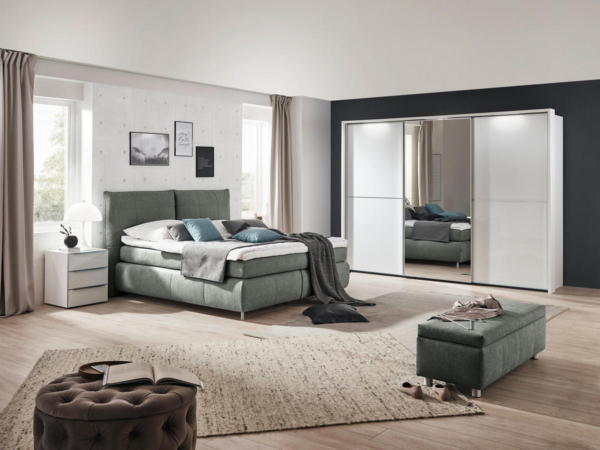 BOXSPRINGBETT 180/200 cm  in Grau  - Edelstahlfarben/Grau, KONVENTIONELL, Textil (180/200cm) - Dieter Knoll